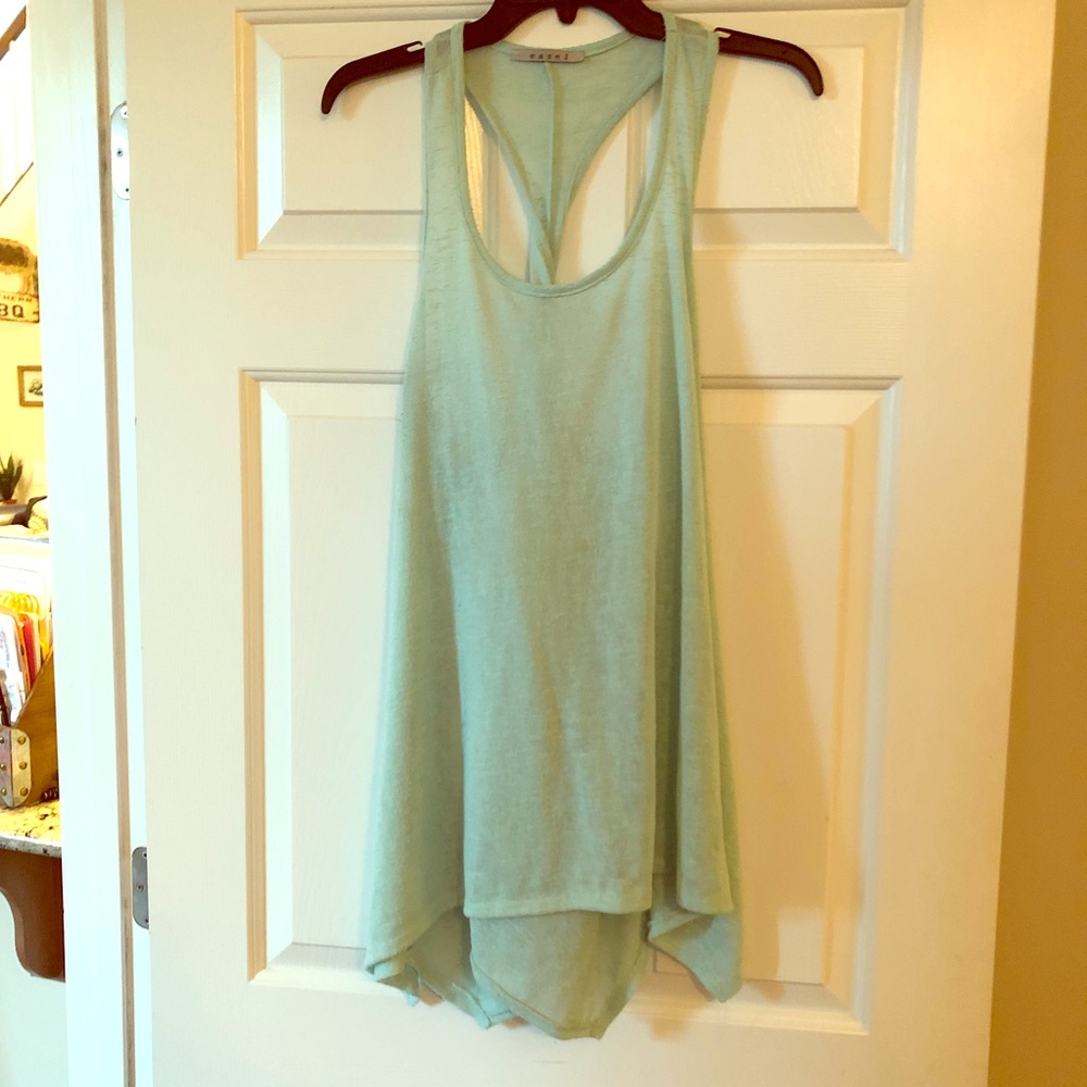 Mint green tank top with twisted back